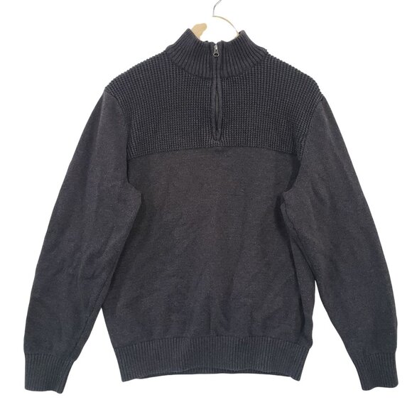 Dockers Mens Charcoal Gray Half Zip Cotton Sweater Size L Gorpcore Cabincore - Picture 2 of 6